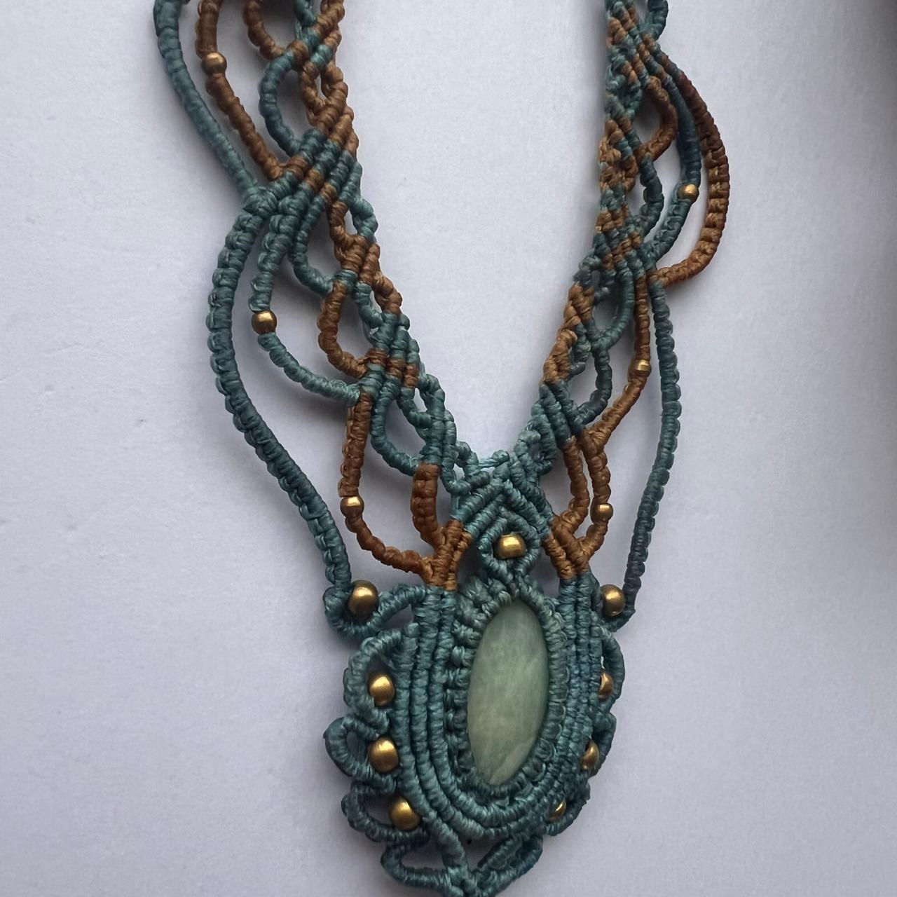 Blue Aquamarine macrame necklace, blue stone macrame choker, March Birthstone jewelry gift, calming stones handmade jewelry