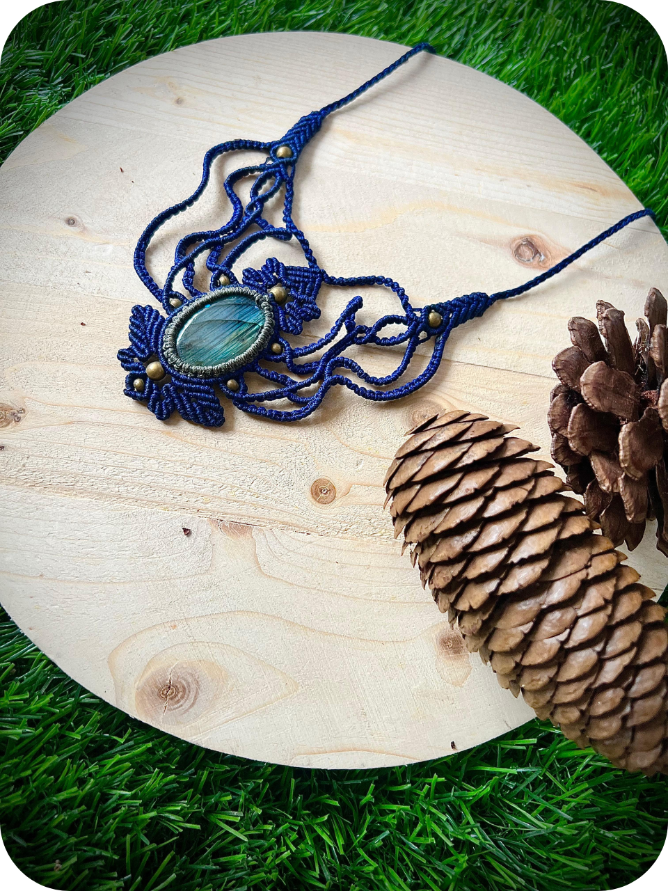 Labradorite Adjustable Macrame Crystal Heal Choker, Boho style necklace, Spiritual jewelry, Bohemian