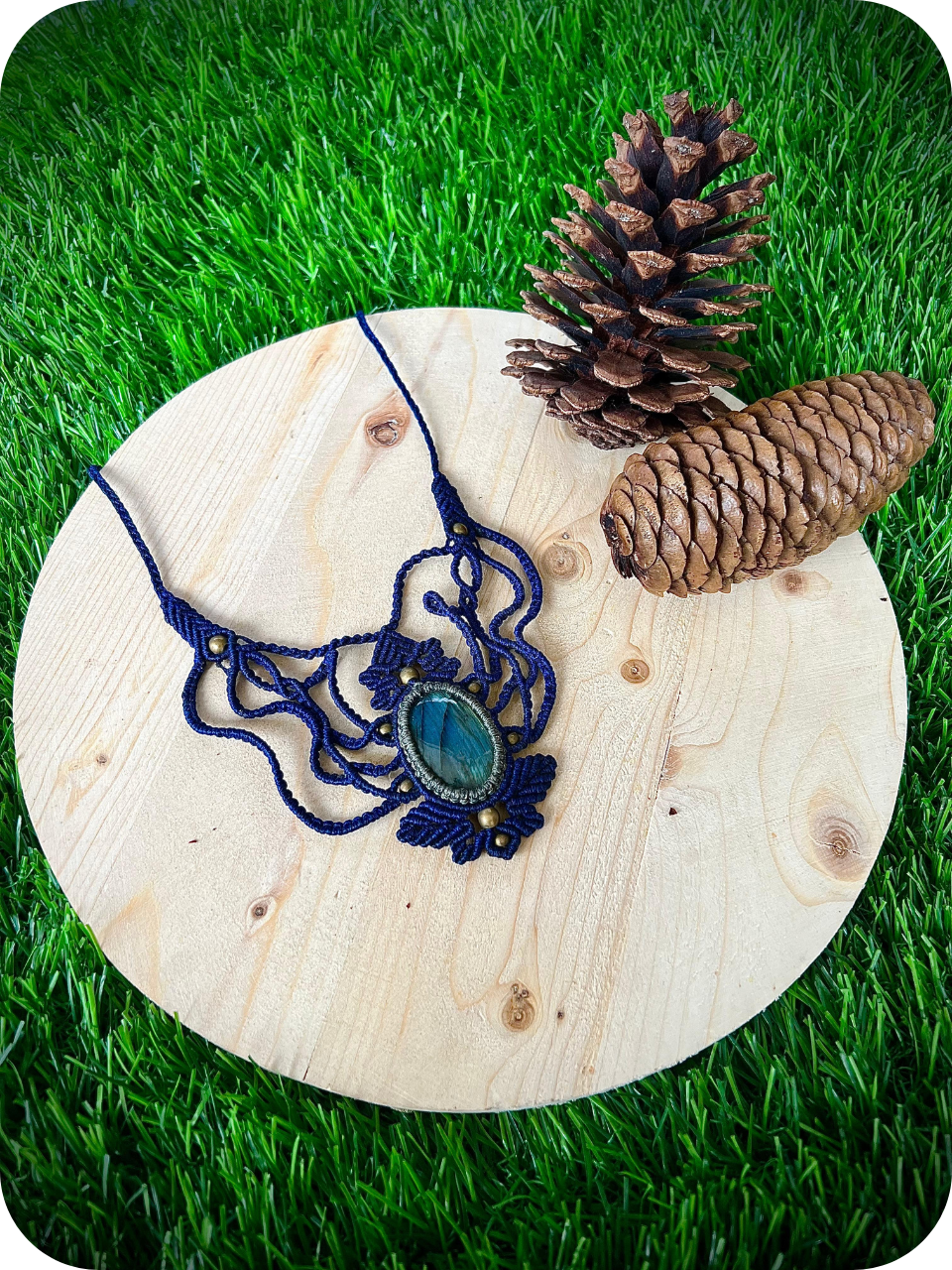 Labradorite Adjustable Macrame Crystal Heal Choker, Boho style necklace, Spiritual jewelry, Bohemian