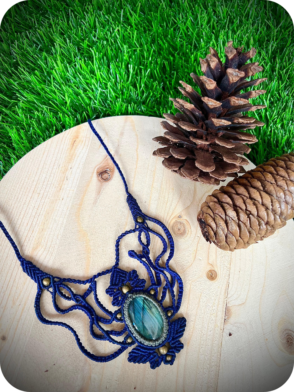 Labradorite Adjustable Macrame Crystal Heal Choker, Boho style necklace, Spiritual jewelry, Bohemian