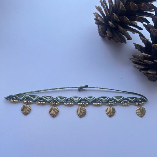 macrame anklets with beads and brass, macrame goa style anklet, beach jewelry, bohemian barefoot, brass anklet